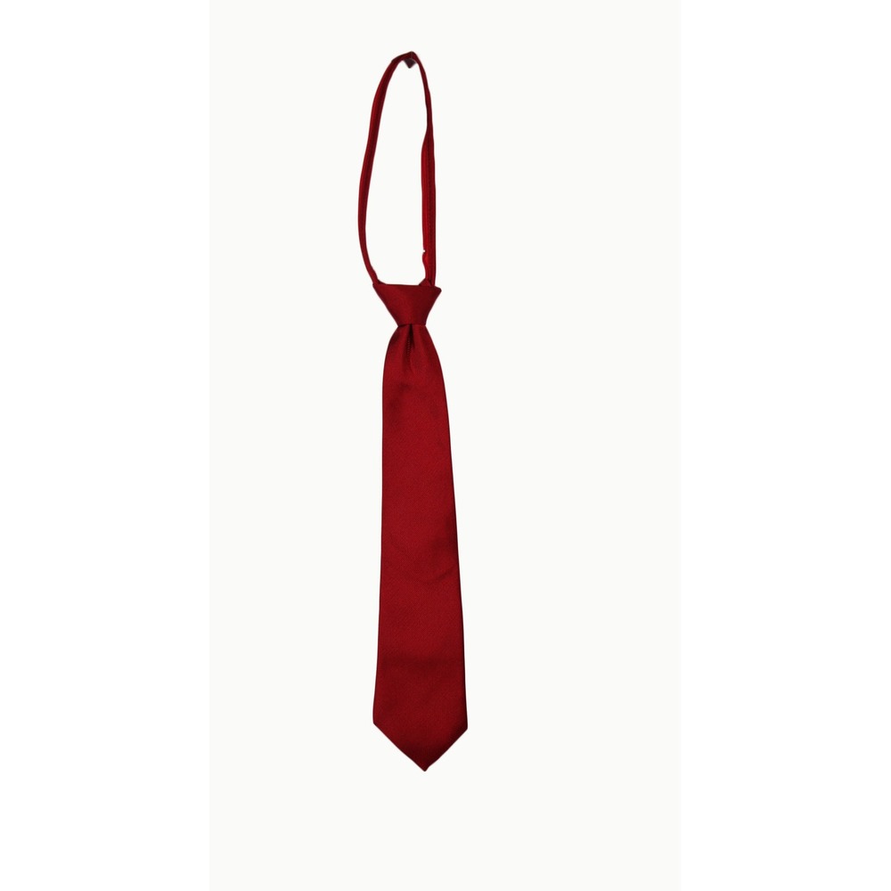 Club Room Boys Red Zipper Tie Solid Textured Formal Wedding Necktie 15 Inch